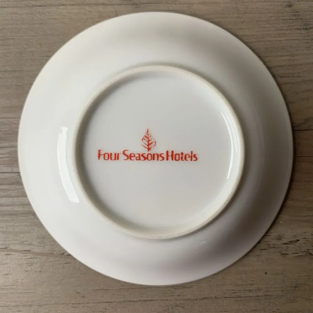 Rare VTG Four Seasons Hotels White Porcelain Ashtray Japan Very Good Condition